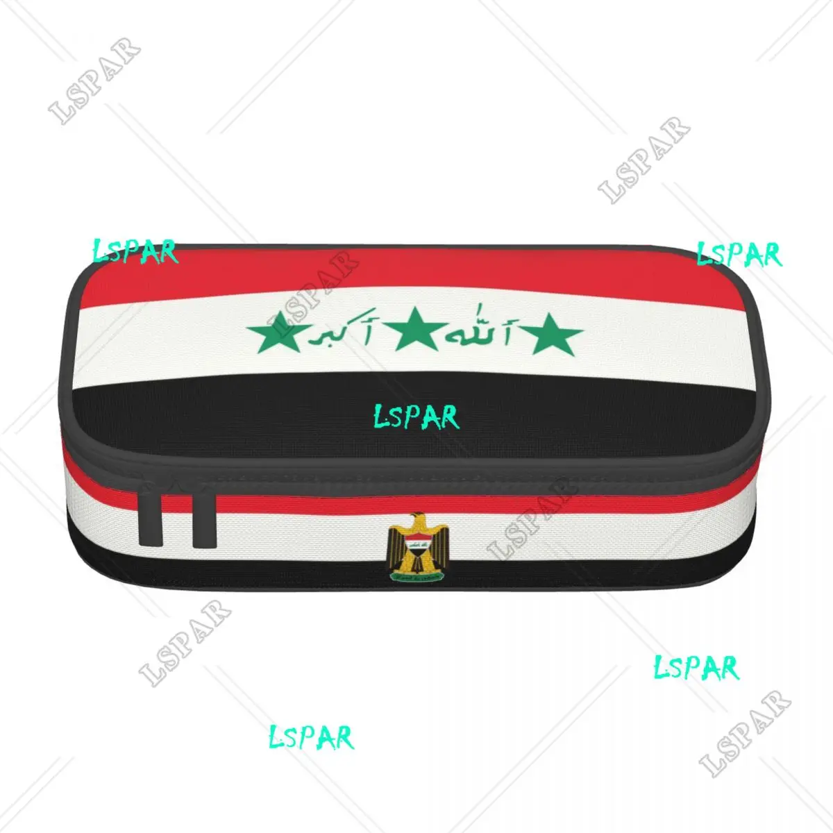 Custom Kawaii Emblem Of Iraq Pencil Case for Boys Gilrs Iraqi Flag Eagle Large Storage Pen Bag Box School Supplies