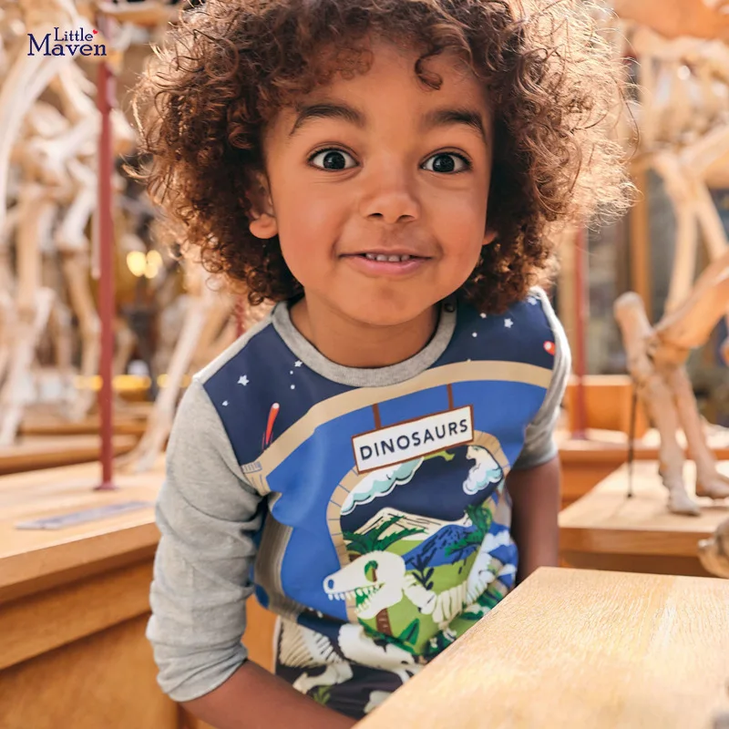 Little maven 2022 Baby Boys Luminous T-shirt Cotton New Fashion Comfort Summer and Autumn Tops Cool for Kids 2-7 year