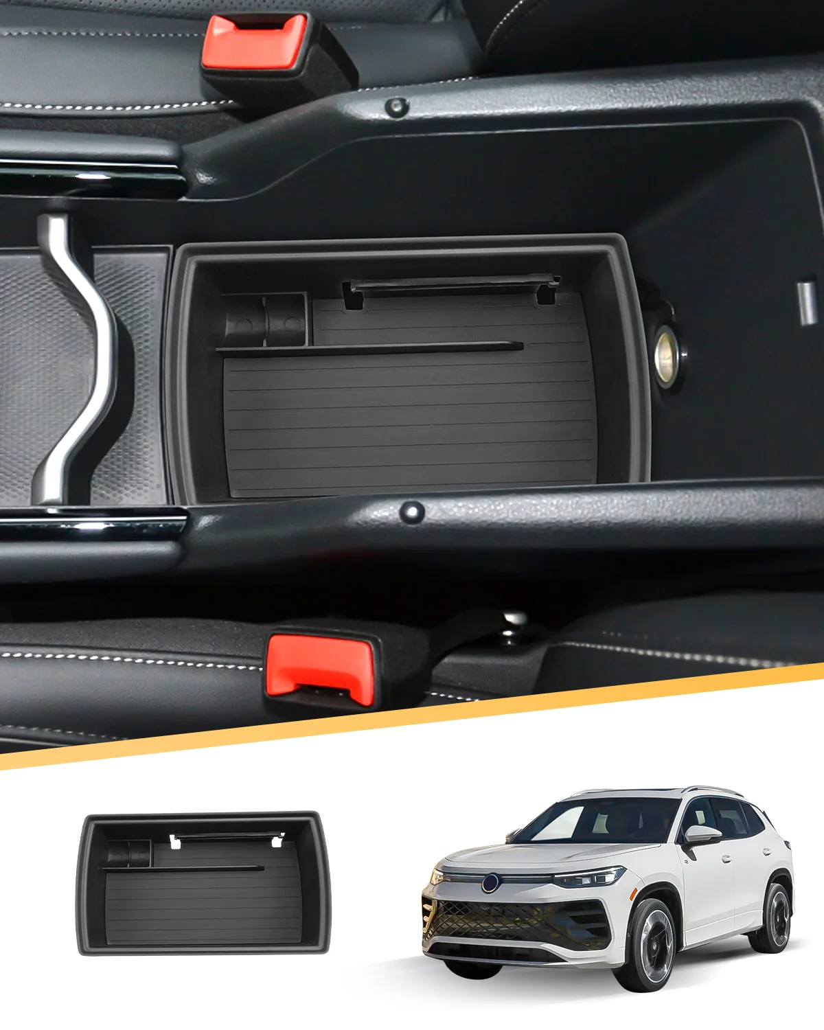 Caixa de armazenamento para apoio de braço do carro LFOTPP para Volkswagen Tiguan 3 III 2024 2025 2026 Condução à esquerda Recipiente de controlo central Acessórios para automóveis VW Tiguan 3