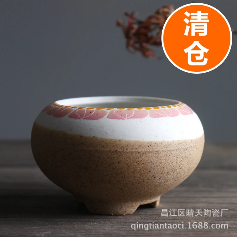 Hg050 Jingdezhen Succulent Flower Pot Handmade Flower Pot Hand Painted Underglaze Lotus Petal Retro Small Flower Pot This Week P