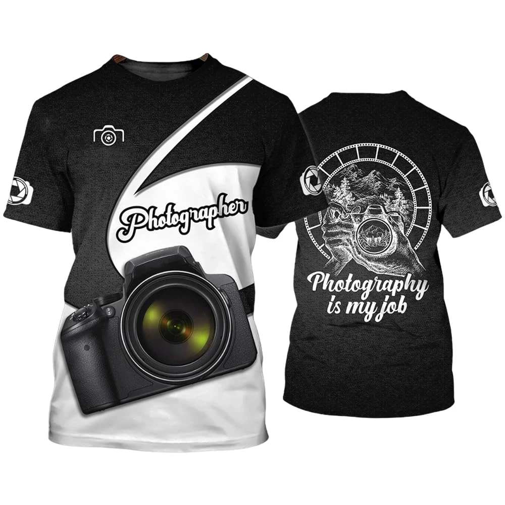 

Футболки с 3D принтом для фотографа, мужские футболки с короткими рукавами, рабочая одежда, футболки большого размера в стиле Харадзюку, детские топы, одежда