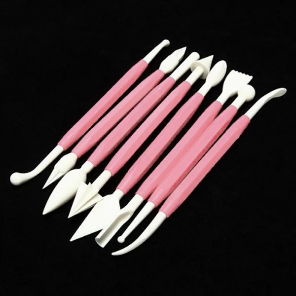 Juego de herramientas de decoración de pasteles de doble punta, Kit de modelado de artesanía de azúcar de PVC de calidad alimentaria para esculpir patrones de flores de concha