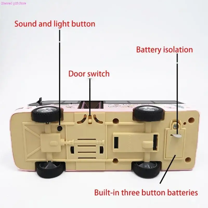 D0JC Children's Simulated School Bus Real Scene Toy with Sound&Lights Simple Design Portable Diecasts Toy Vehicles