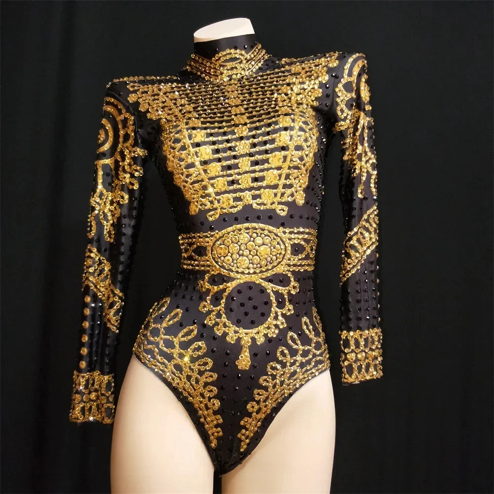 Diamonds Beading Stretchy Bodysuit For Women Fringed Bodysuits Nightclub Bar Party Dancer Clothing Stage Performance Costume