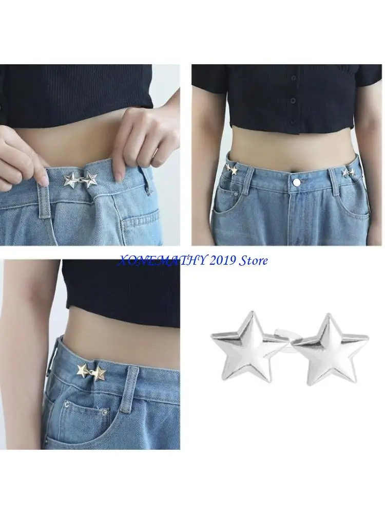 

F42F Star Pant Pin No Sew Waist Buttons Button Jean Button Pins Adjustable Waist Buckle Tighten Waist Button Pin