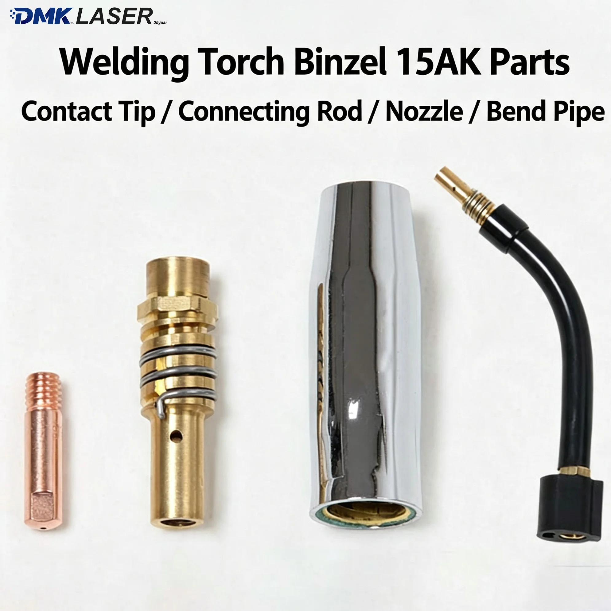 15AK MIG Welding Tip Conductive Nozzle Protective Sleeve Connecting Rod CO2 Gas Shielded Gun Bend Tube For Rilon Riland Jasic