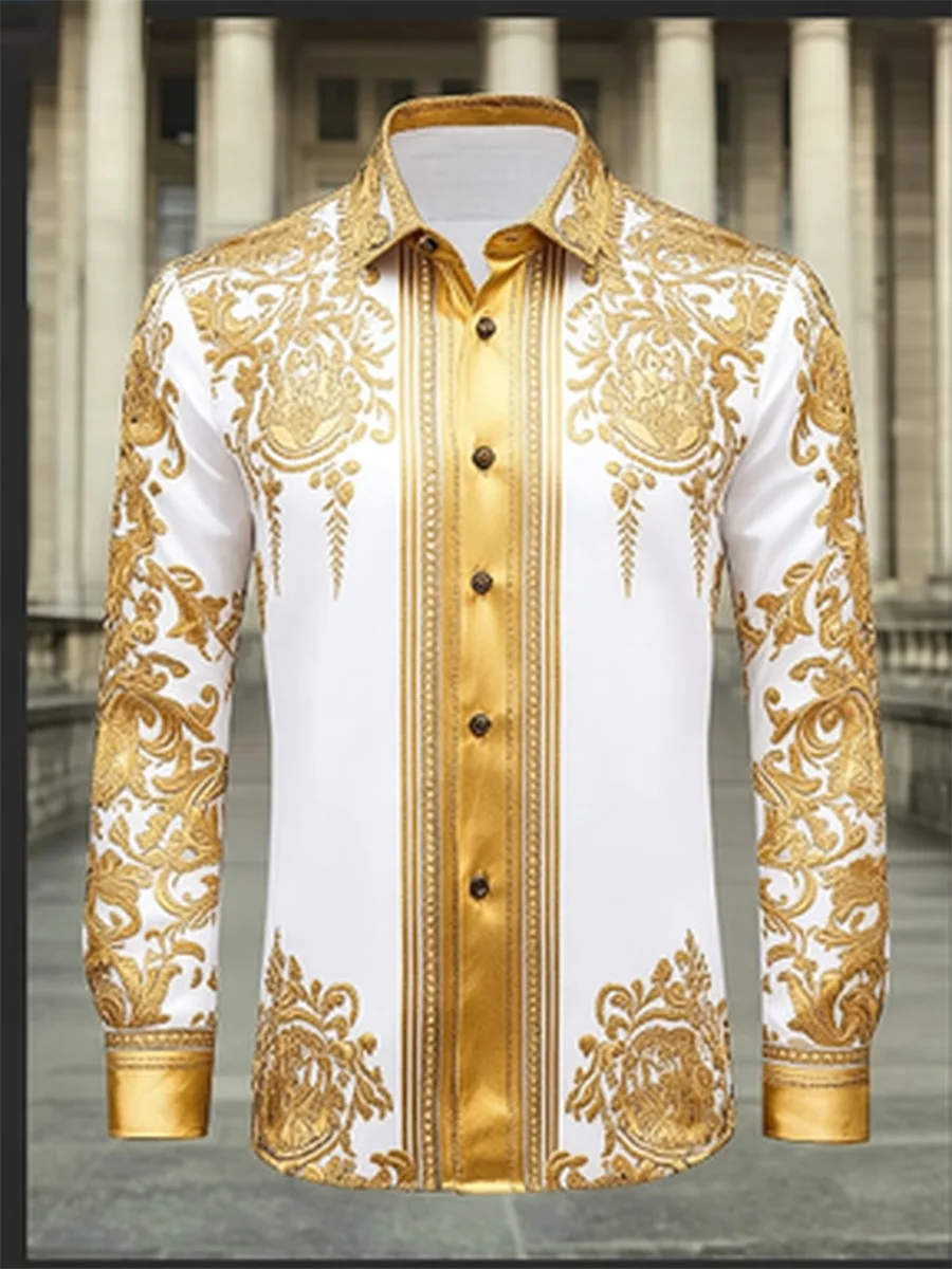 

Noble and elegant, high-quality and comfortable men's long sleeved shirt, fashionable trend, digital printing, street outdoor