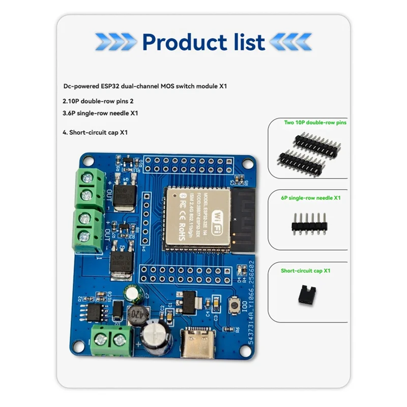 Módulo de interruptor MOS de doble canal ESP32 DC5-60V ESP32-32E integrado Wifi y módulo BLE