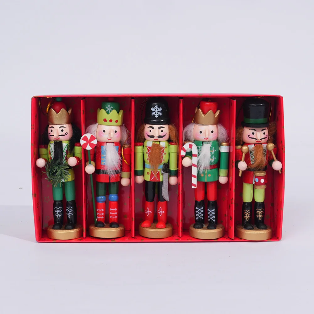 12cm Nutcracker Puppet Soldier Desktop Crafts Ornaments Nutcracker Playing Band Dolls Christmas Decoration New Year Home Decor