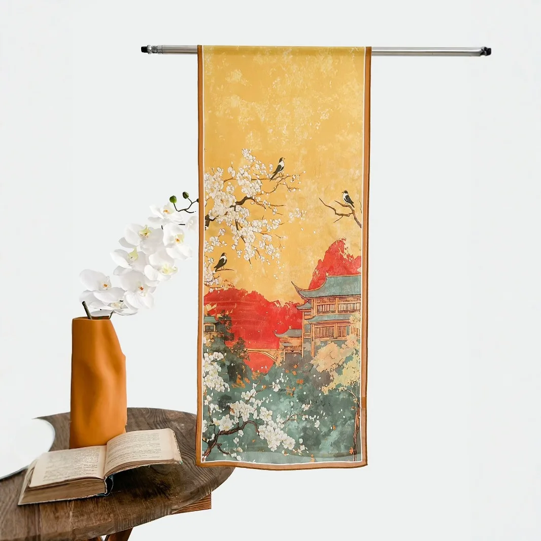 

New Printed Kerchief Landscape Painting Fashion 100% Scarf Women's Shawl