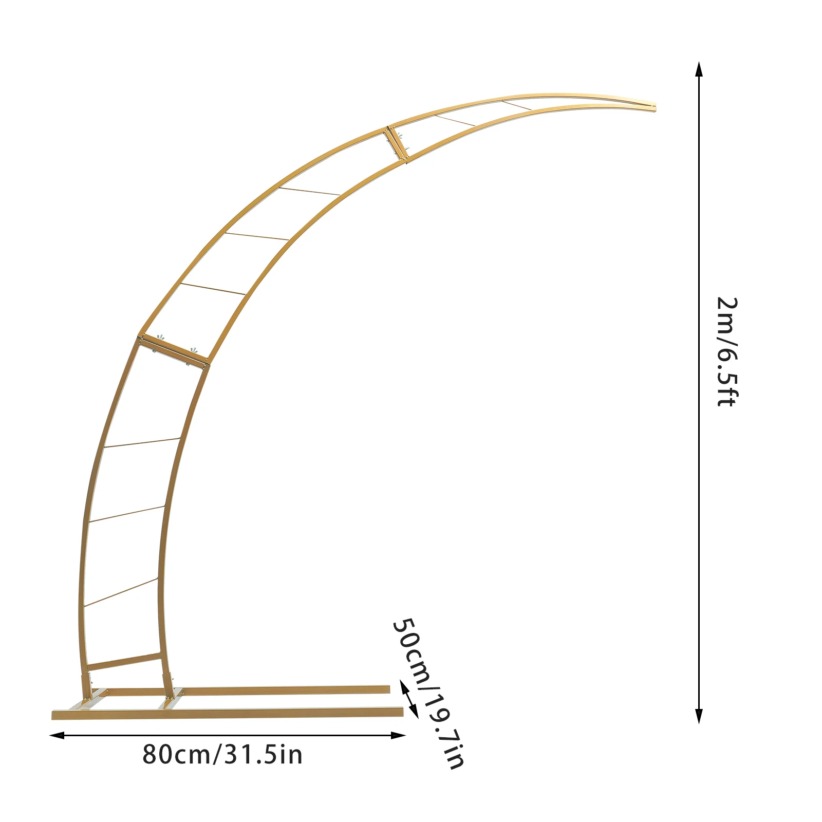 6.5ft Wedding Arch Gold Metal Crescent Moon Shape Backdrop Stand Curved Flower Stand Balloon Frame Garden Decor for Wedding