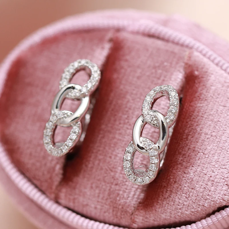 Kinel Classic 8 Shape Stud Earrings Natural Zircon Copper With Gold Silver Color Plated Korea Earrings For Women Trend Jewelry