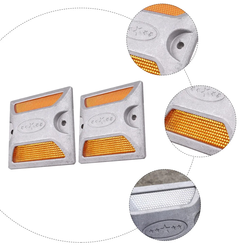 2 Pcs Reflective Casting Road Emergency Reflector Roadside Markers Signs Studs Sports Driveway