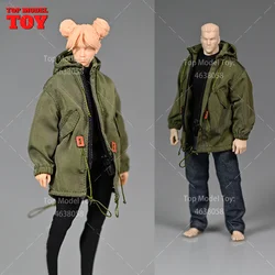 1/12 Scale Hoodie Loose Coat Windbreaker Army Green Clothes Model for 6'' Romankey Female Male Soldiers Action Figure Body Dolls