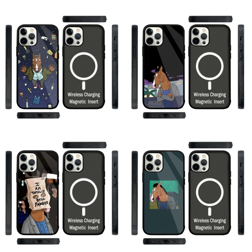 

Cartoon B-BoJack Horseman Phone Case Strong Magnetic For IPhone 15,14,13,Pro,Max,Plus,11,12,Mini For Magsafe Wireless Charging