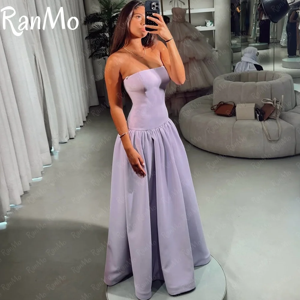 

Ranmo Новое простое индивидуальное фиолетовое вечернее платье без рукавов без бретелек трапециевидной формы длиной до пола для особых случаев فساتين 미2025