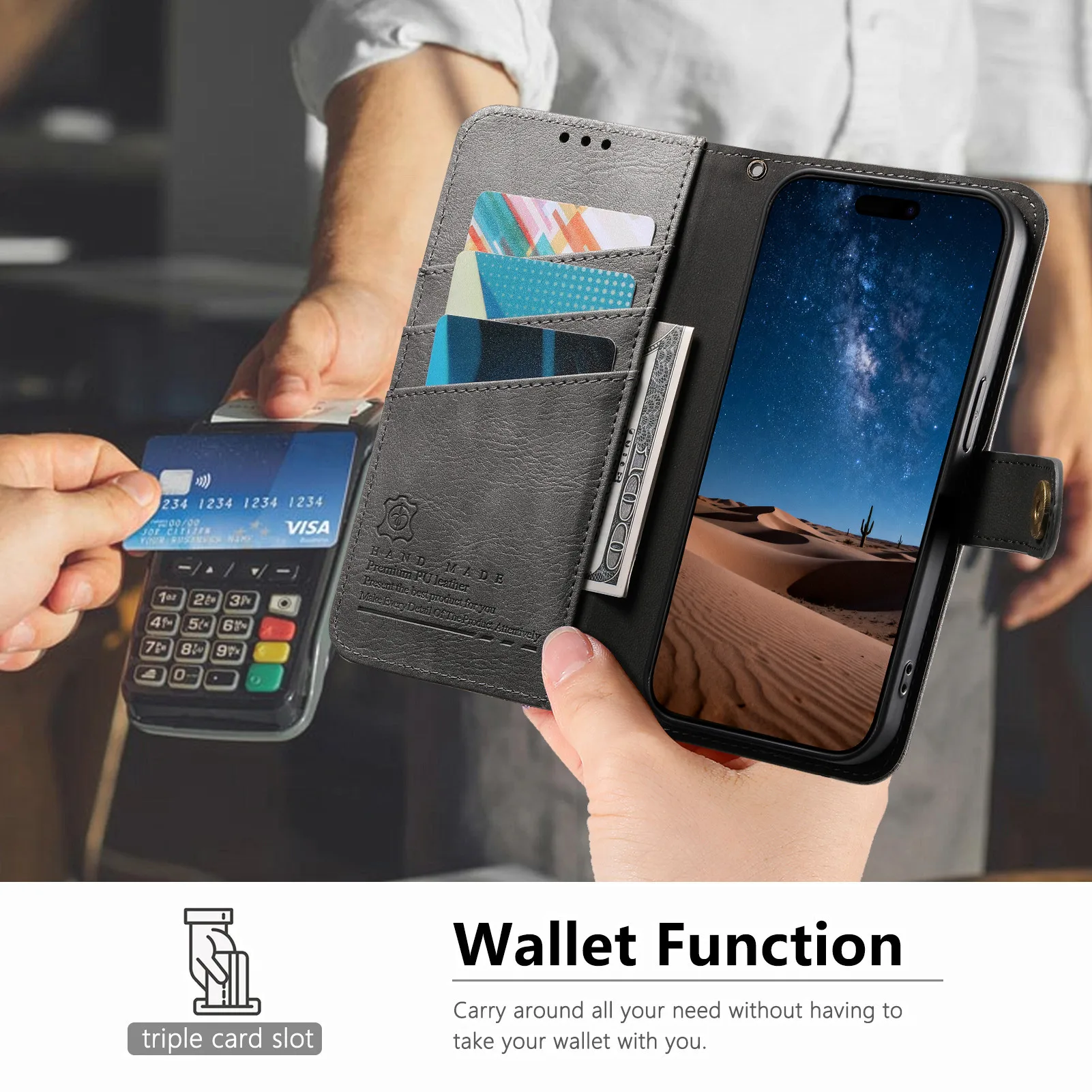 Zipper Wallet Leather Case For Samsung S26 25 24 23 Plus Ultra FE For Samsung A15 A16 17 A33 A34 A35 Lanyard Phone Case Cover view 4