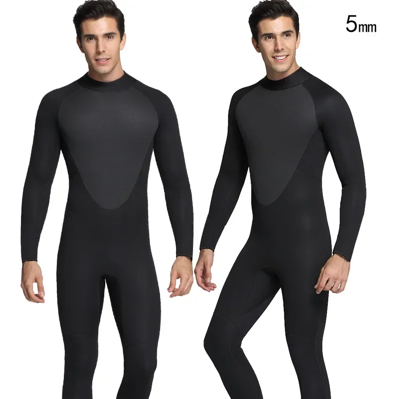 

Scuba Diving Suit for Men, 5mm Neoprene Wetsuit Winter Swimsuit, One-Piece Design, Blind Seam,Back Zipper