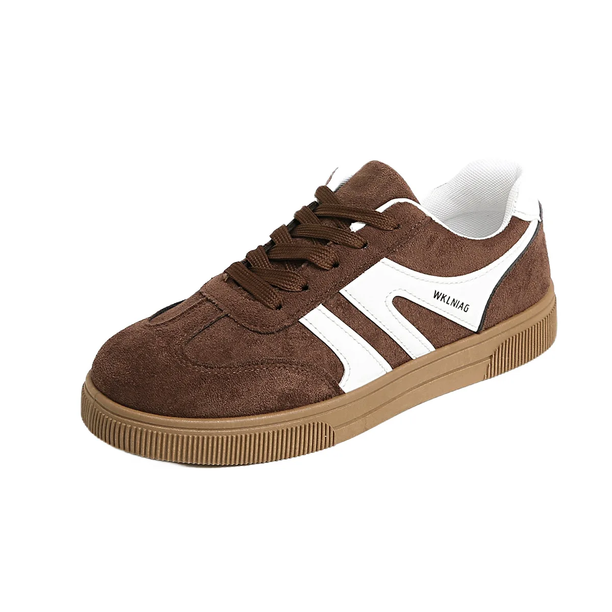 Faux Suede Brown Platform Sneakers Women 2026 Spring Non Slip Flat Heels Casual Walking Shoes Woman Thick Sole Vulcanize Shoes