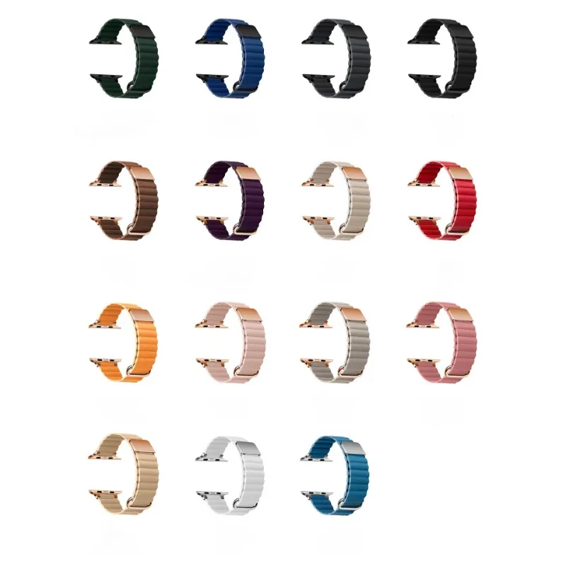 

Кожаный ремешок для Apple Watch Band ultra 2 49 мм 41 мм 45 мм 38 40 мм 42 44 мм, магнитный браслет для часов iWatch Series 9 8 SE 7 6 5