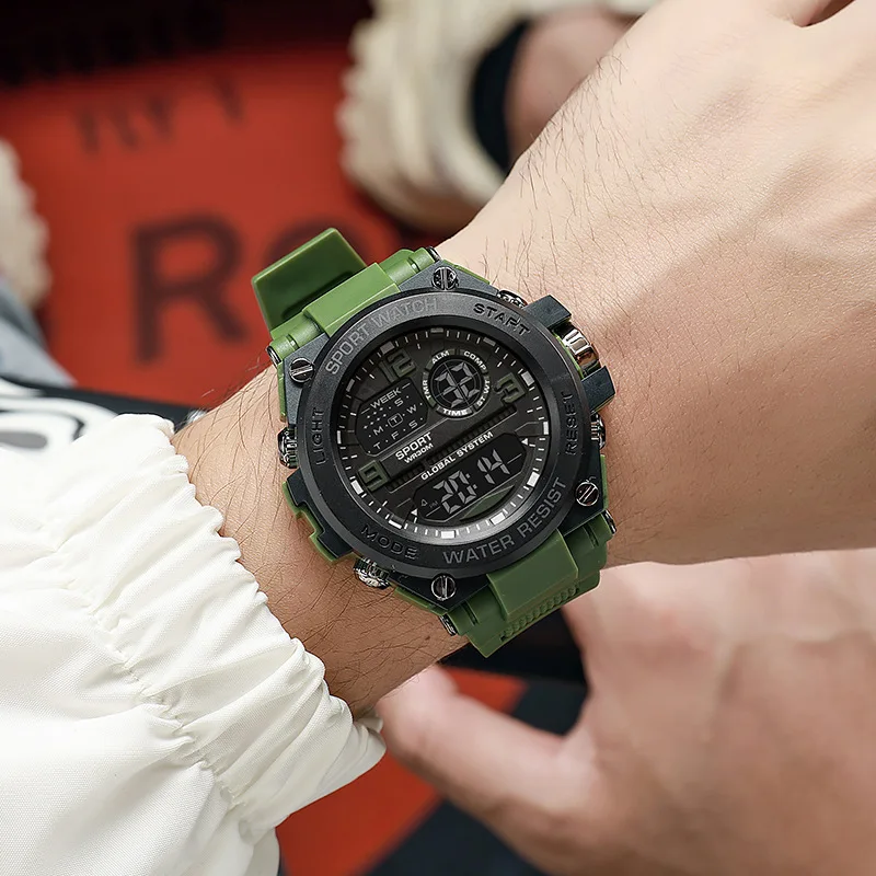 New men\'s multifunctional electronic watch sports waterproof night light large dial fashion electronic watch