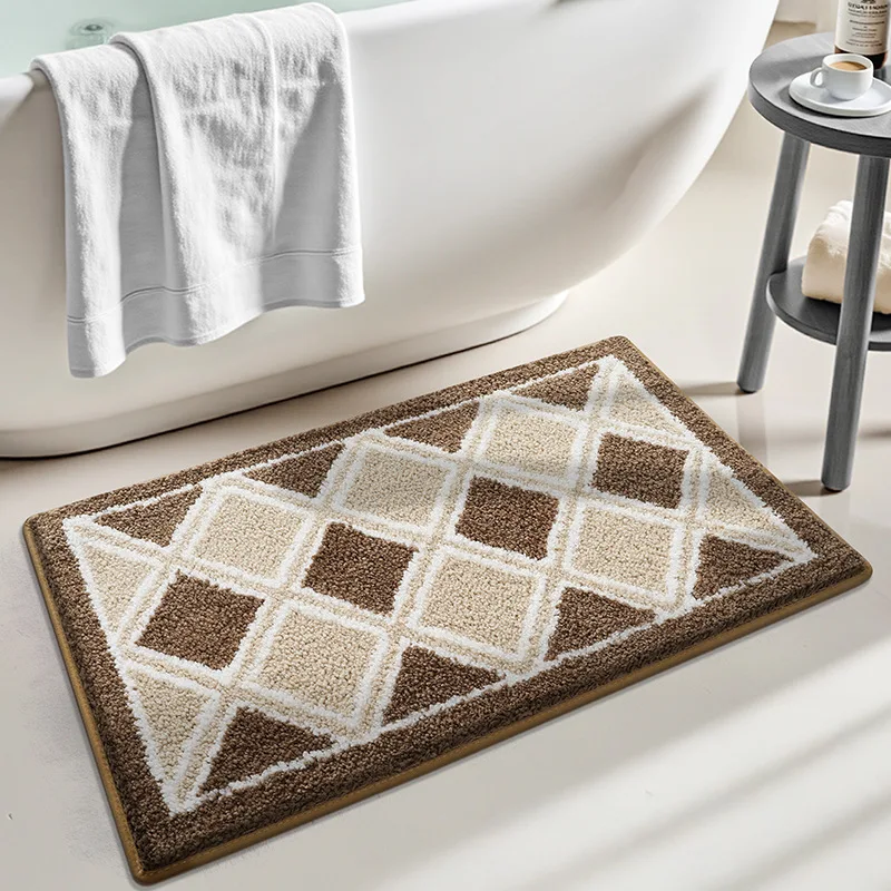 VIKAMA Bathroom Water-Absorbing Rug Bathroom Entrance Floor Mat With Soft And Cool Flannel Padding For Home Decoration