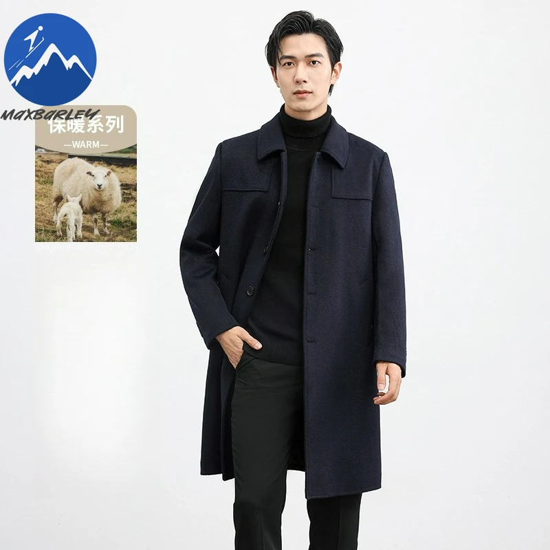 

Maxbarley Premium Wool Overcoat Men Winter Mid Length Outdoor Office Windproof Wool Jacket Business Casual Thicken Fashion Coat