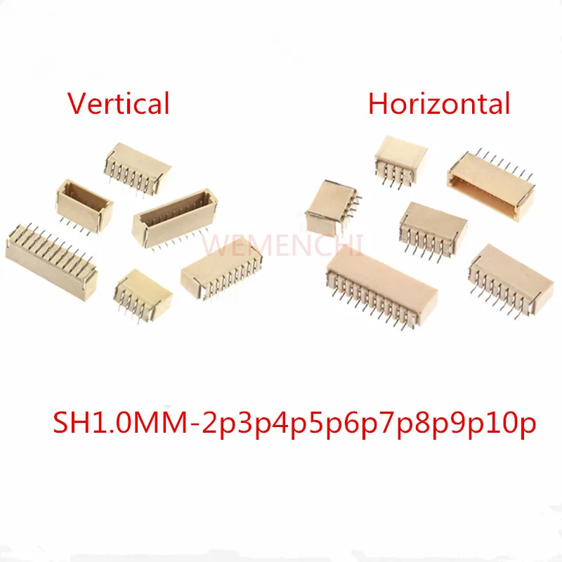 10Pcs JST SH1.0 SH 1.0mm Pitch 2/3/4/5/6/7/8/9/10 Pin Connector Horizontal / Vertical SMD DIP Pin Header 2P3P4P5P6P7P8P9P10P