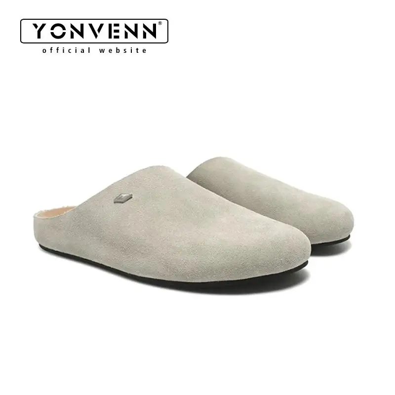 

Spring summer new high silk shiny cow suede soft soled Birken shoes for men slippers are comfortable and have no heels Mueller