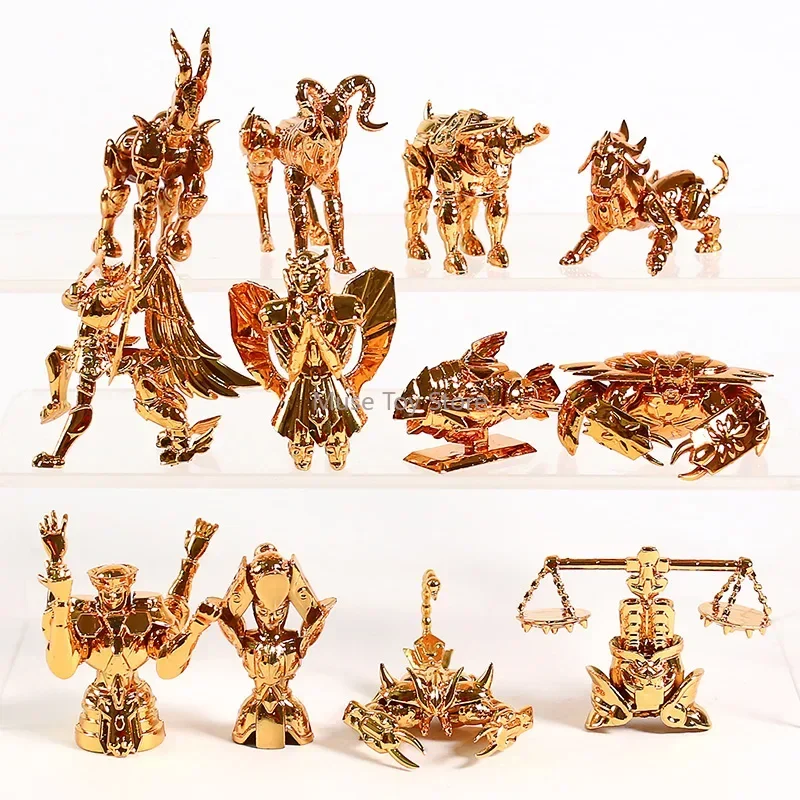 Saint Seiya Gold Cloth Zodiac Aries Gemini Cancer Leo Virgo Libra Scorpio Sagittarius Aquarius Pisces PVC Armor Model 12pcs