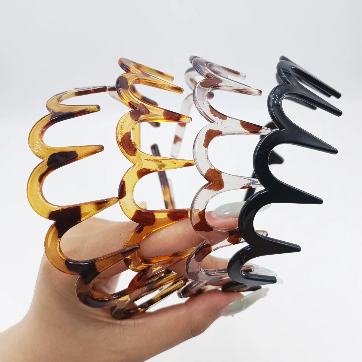 Fashion Wave Headbands for Women Color Retro Tortoiseshell Toothed Non-slip Hair Bands Girl Face Headbands Hair Accessories