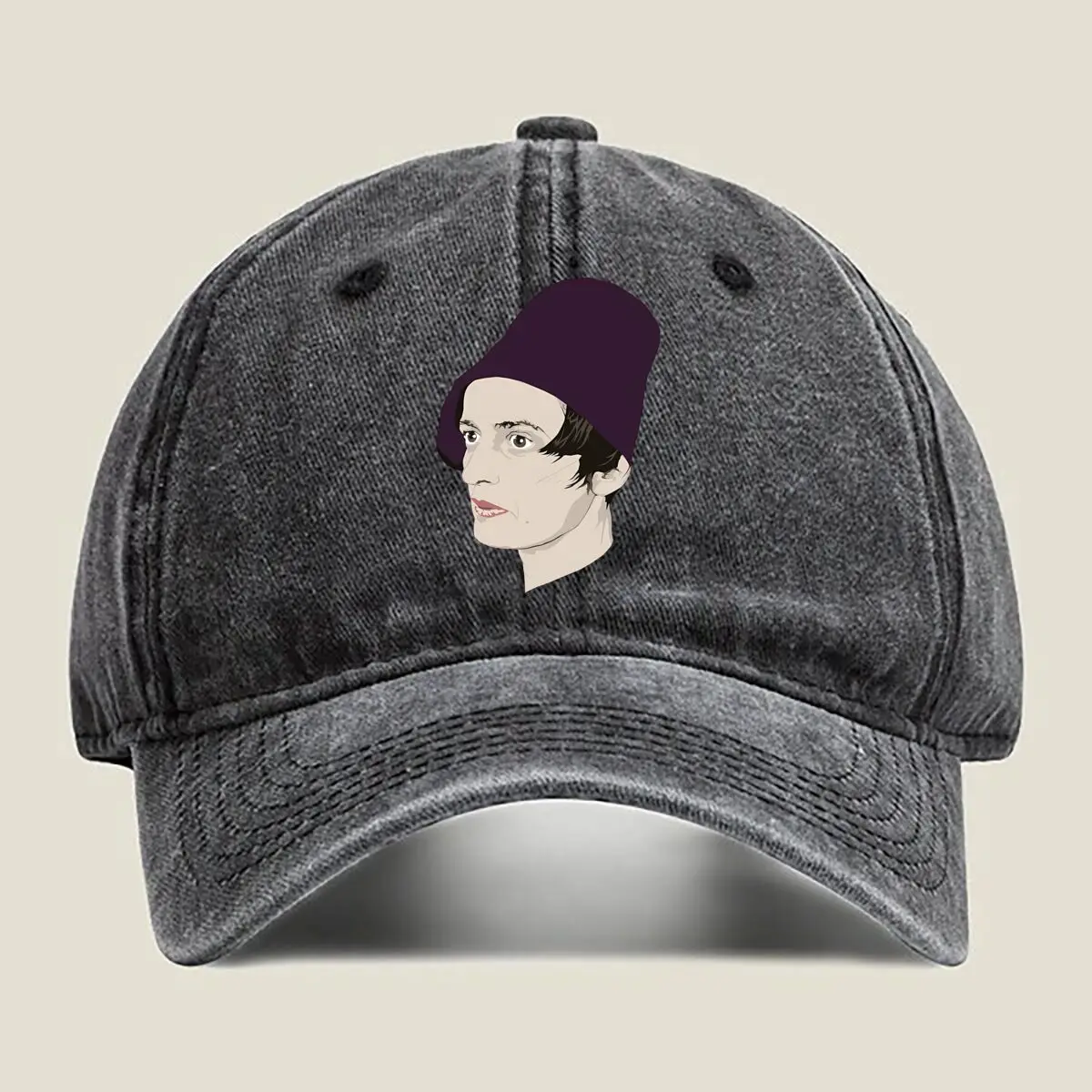 

Stylized Portrait Monochromatic Face Art Washed Baseball Cap
