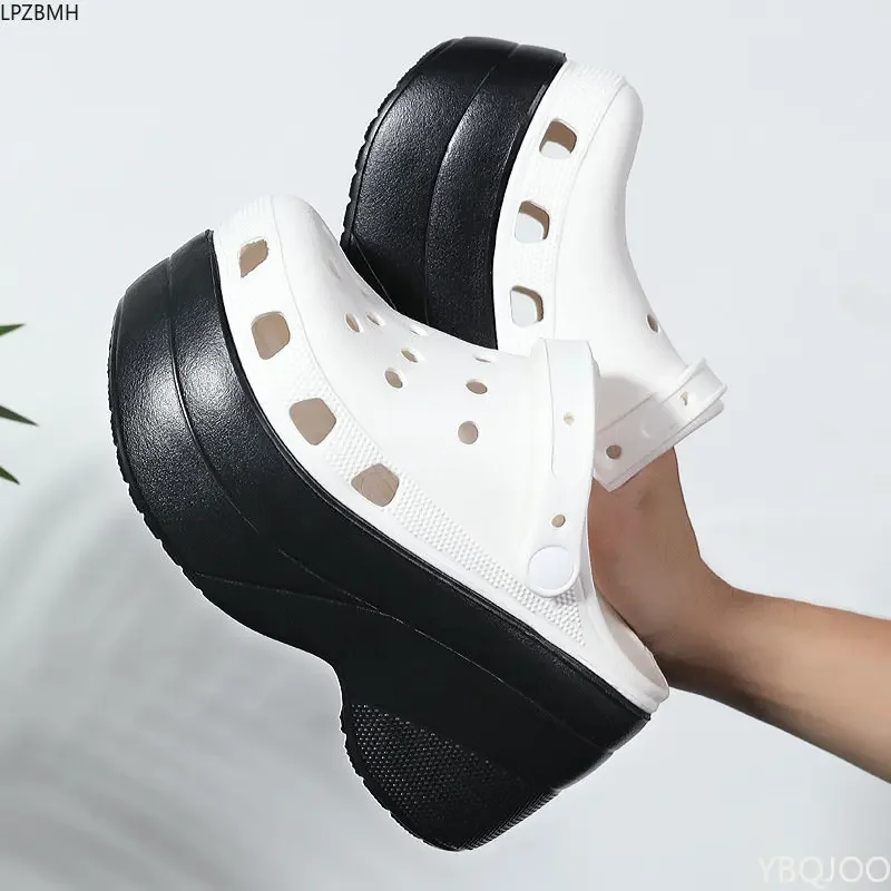 Sandalias superaltas de 10cm para mujer, zapatillas de plataforma para exterior, 2 gruesas, chanclas para playa y jardín