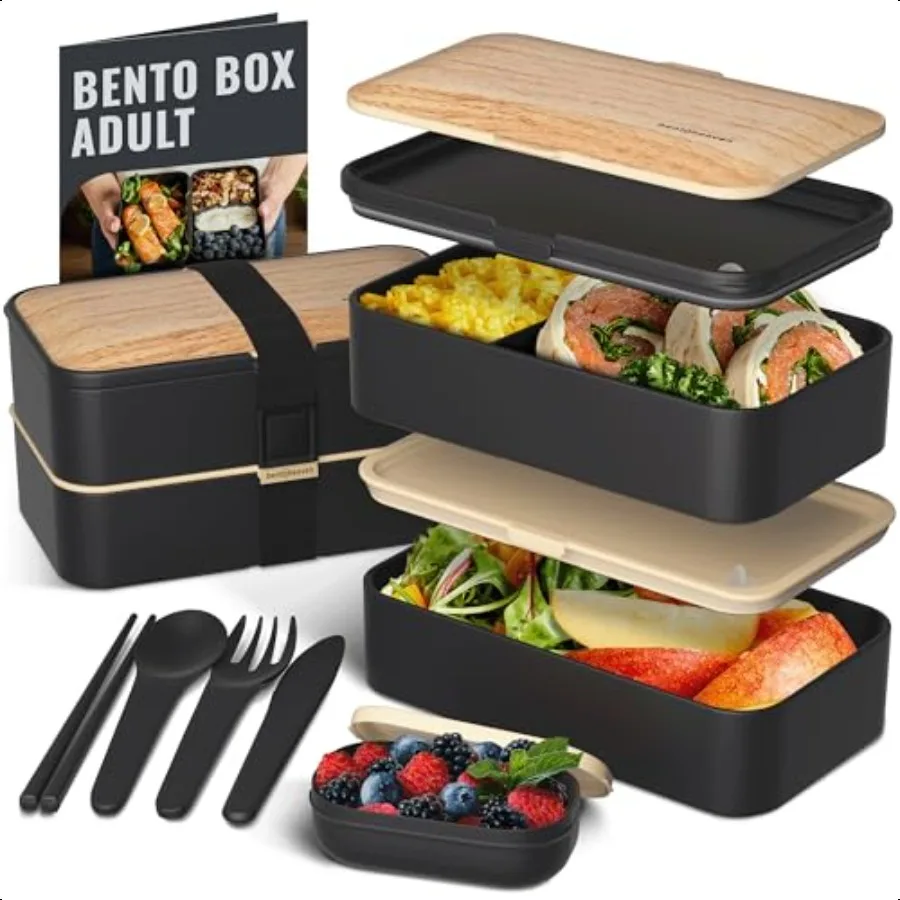 

Премиум-бокс Bento Box для взрослых, ланч-бокс с отделениями для женщин и мужчин, набор посуды, палочек для еды, контейнер для погружения, милый японский бенто L