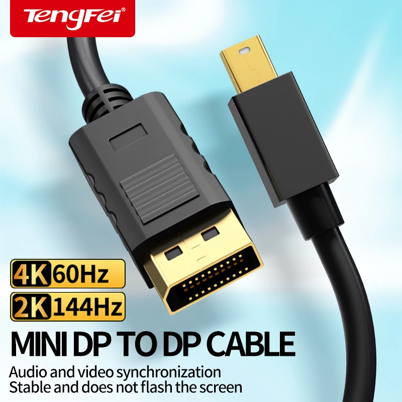 Kabel Mini DP do DP 4K 60Hz 2K 144Hz 1080P Displayport męski do męskiego MDP Display port 1.2 Kable do monitora projektora laptopa
