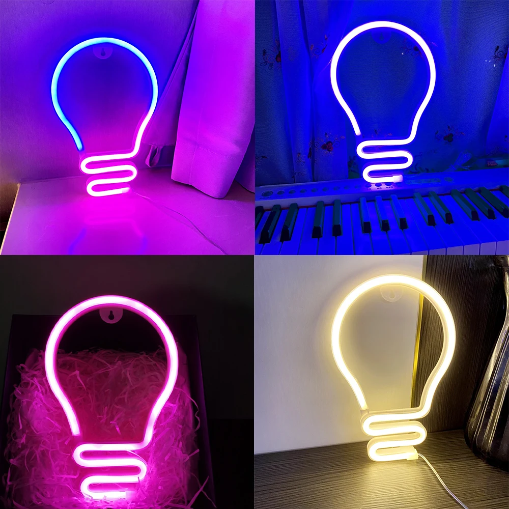 مصباح LED نيون ، مصباح يعمل بمنفذ USB أو بطارية ، مزود طاقة ، إشارات نيون ، إضاءة ليلية ، غرفة نوم ، ديكور غرفة المعيشة