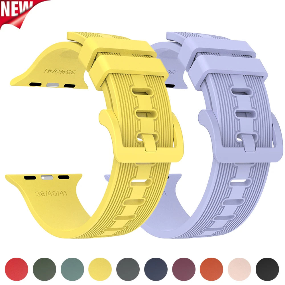 Elastic Silicone Band for Apple Watch Ultra 3/2 S11 10 9 8 7 6 Adjustable Sport Strap for Iwatch 49 46 44 42 41 38mm Bracelet