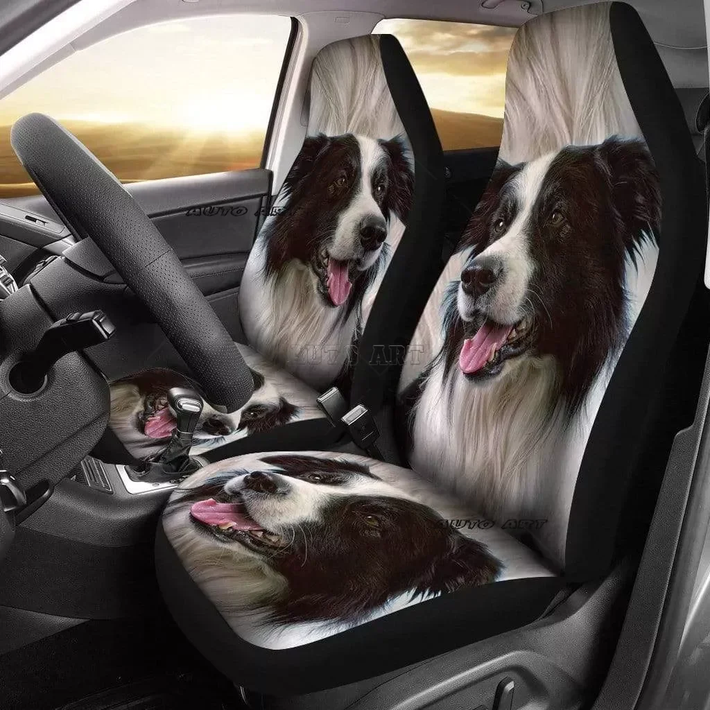 Border Collie Dog Print Car Seat Covers 2 Car interior accessories printed pattern fits most car seat covers