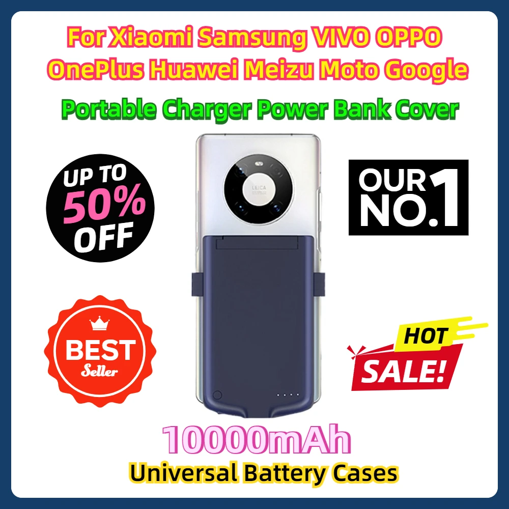 For Xiaomi Samsung VIVO OPPO OnePlus Huawei Meizu Moto Google Portable Charger Power Bank Cover 10000mAh Universal Battery Cases