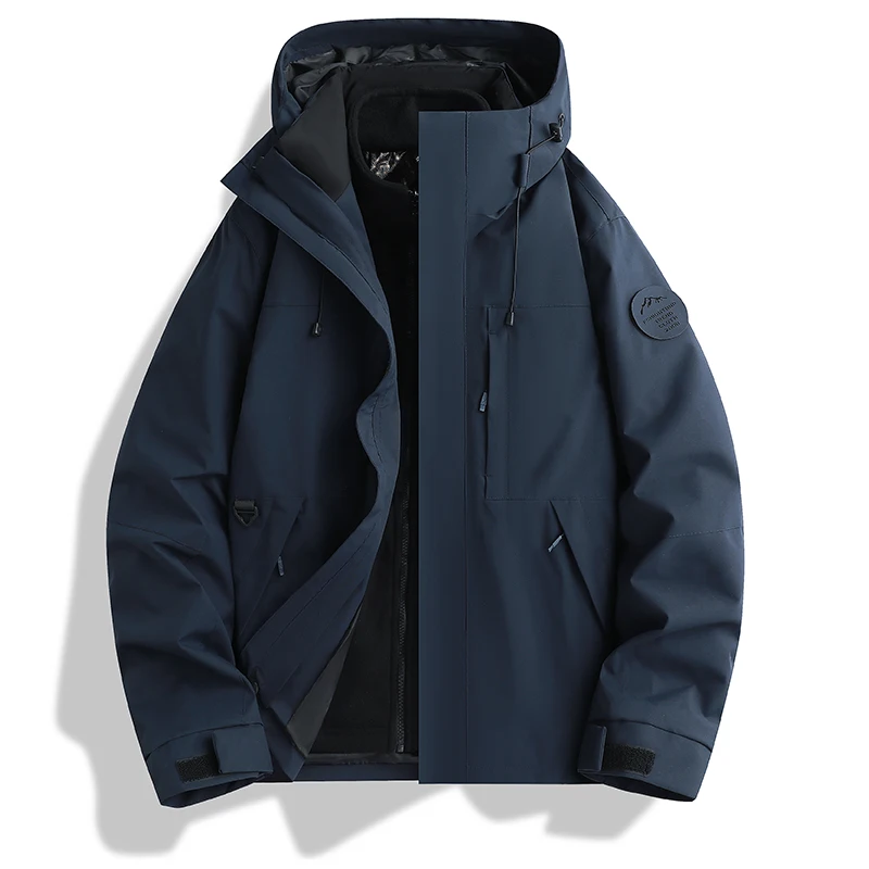 Autumn and Winter New Three in One Outdoor Jacket Simple and Fashionable Men's and Women's Outdoor Camping Skiing Warm Jacket
