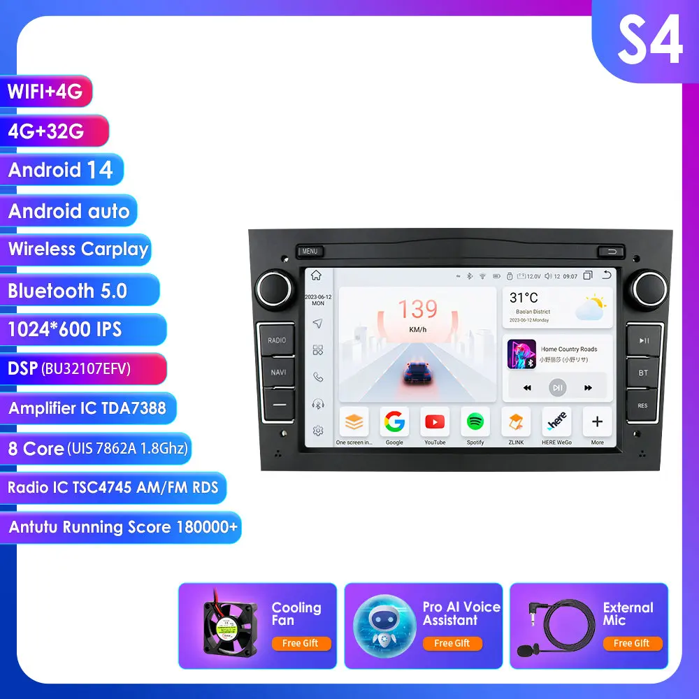 128G 4G-Lte Android 2din Auto Gps Speler Voor Opel Astra H J 2004 Vectra Vauxhall Antara Zafira Corsa C D Vivaro Meriva Veda Radio