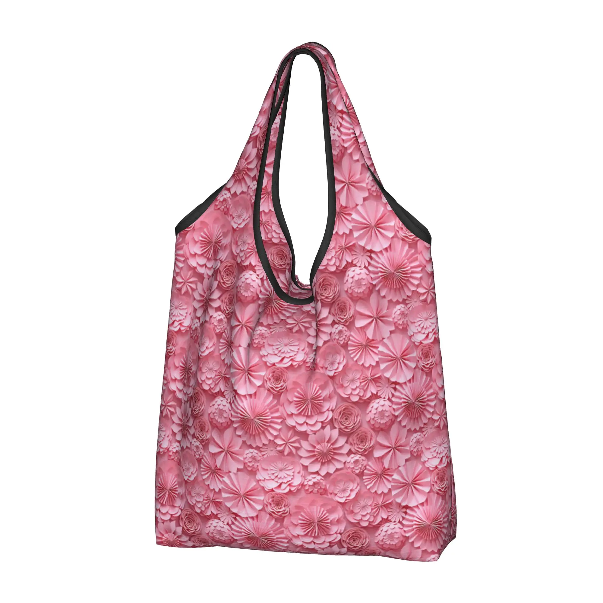 Fashion Trend 3D Flowers Groceries Shopping Bag Custom Shopper Tote Shoulder Bag Big Capacity Luxury High 3D Floral Handbag