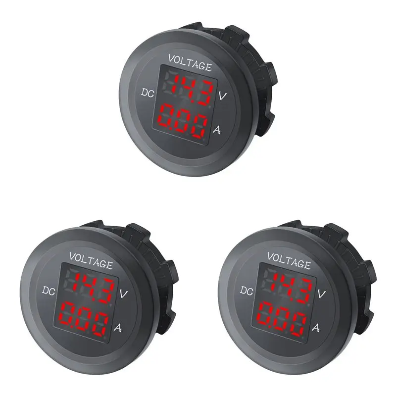 A03Z-3X Car LED Digital Voltmeter DC 12V/24V LED Dual Voltmeter Ammeter Voltage Gauge For Car Boat Universal Waterproof Red