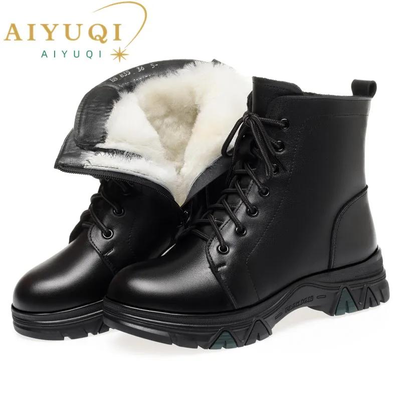 

AIYUQI Women's Snow Boots Genuine Leather 2024 New Winter Warm Wool Women Large Size Boots Fashion Women's Shoes Boots