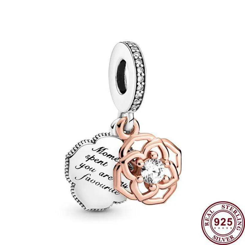 New Hot 925 Silver Fashion Elephant Rose Heart Pendant Suitable For Women's Original Bracelet High Quality Fashion Charm Jewelry