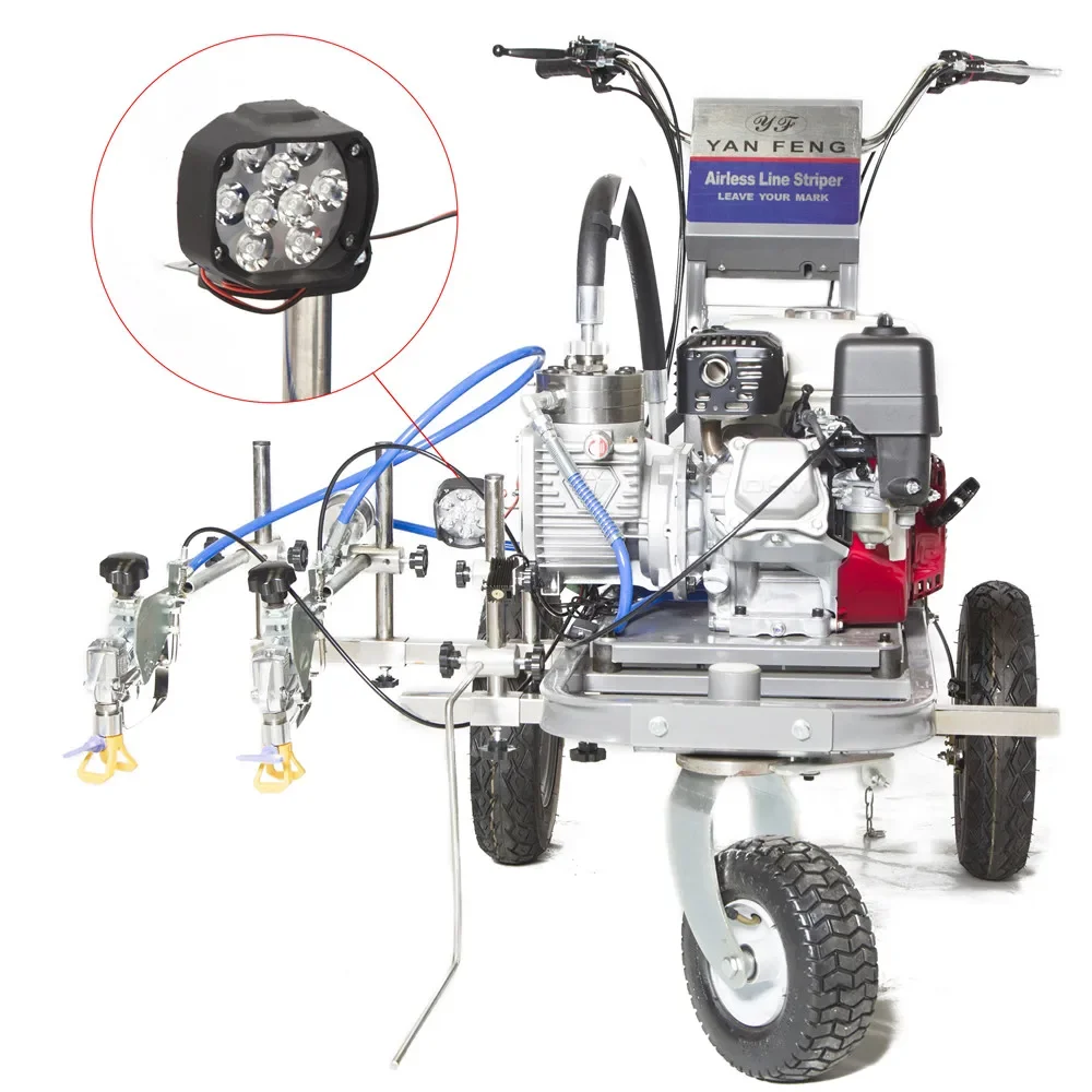 double line cold paint road marking machine with glass spreader laser ruler