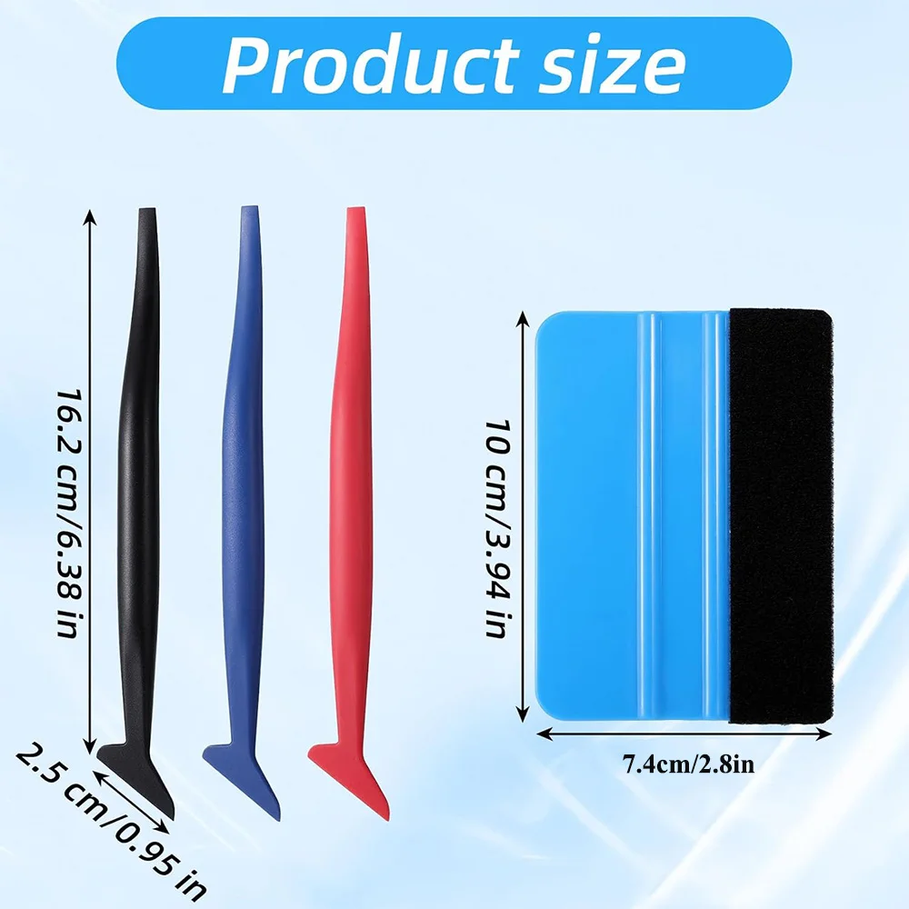 Car Vinyl Wrap Tools Kit Mini Curves Scraper with Different Hardness Vinyl Squeegee Micro Corner Squeegee Window Tint Tools