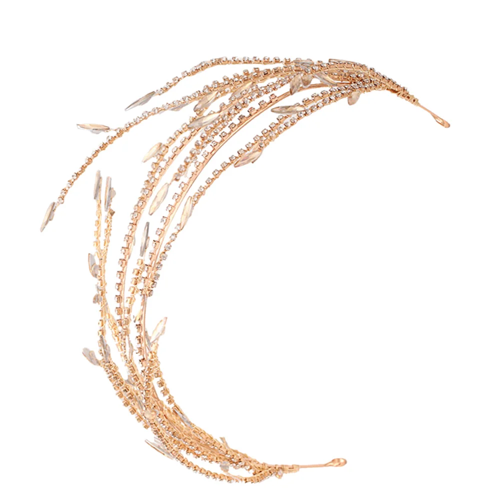 

Golden Headband Rhinestone Hairband Wedding Headdress Shiny Bridal Accessories FD972 Elegant Fashionable Safe For Skin