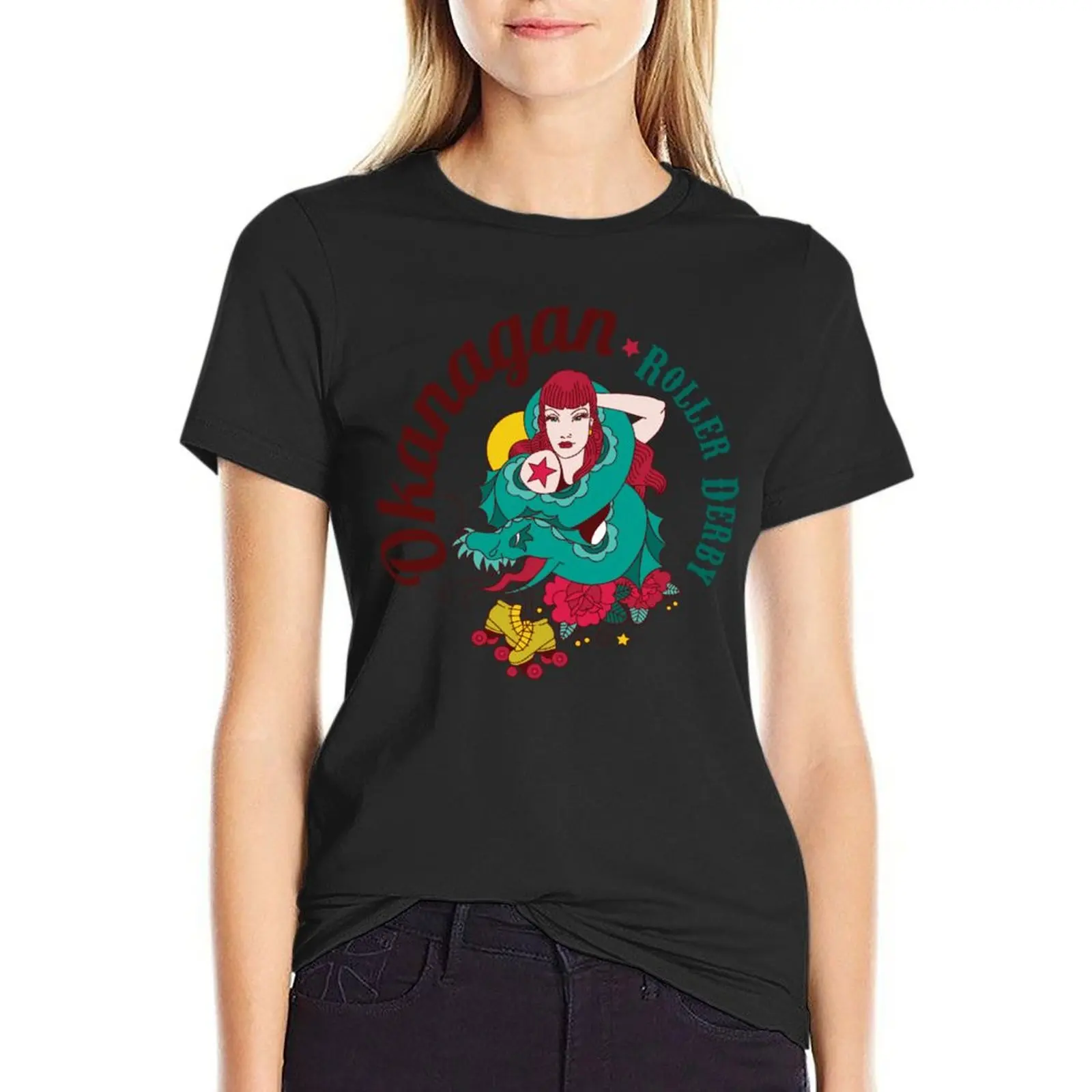 

Okanagan Roller Derby League Logo T-Shirt customs korean fashion cat shirts for Women