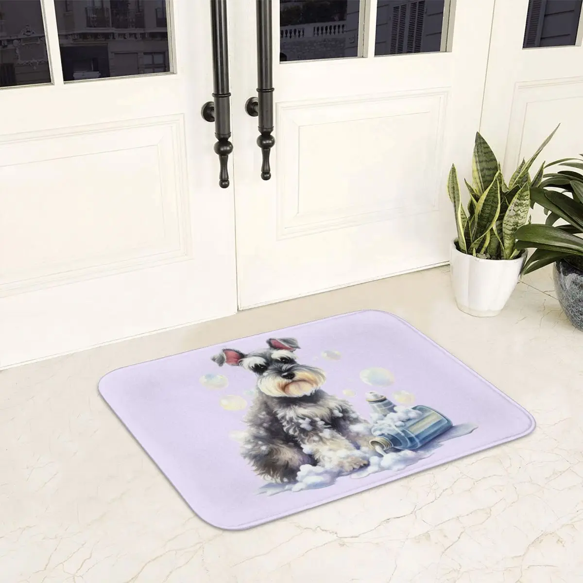 Miniature Schnauzer Bath With Bubbles Doormat Anti-skid Bathroom Floor Mats Home Entrance Rug Kitchen Living Room Carpet Footpad